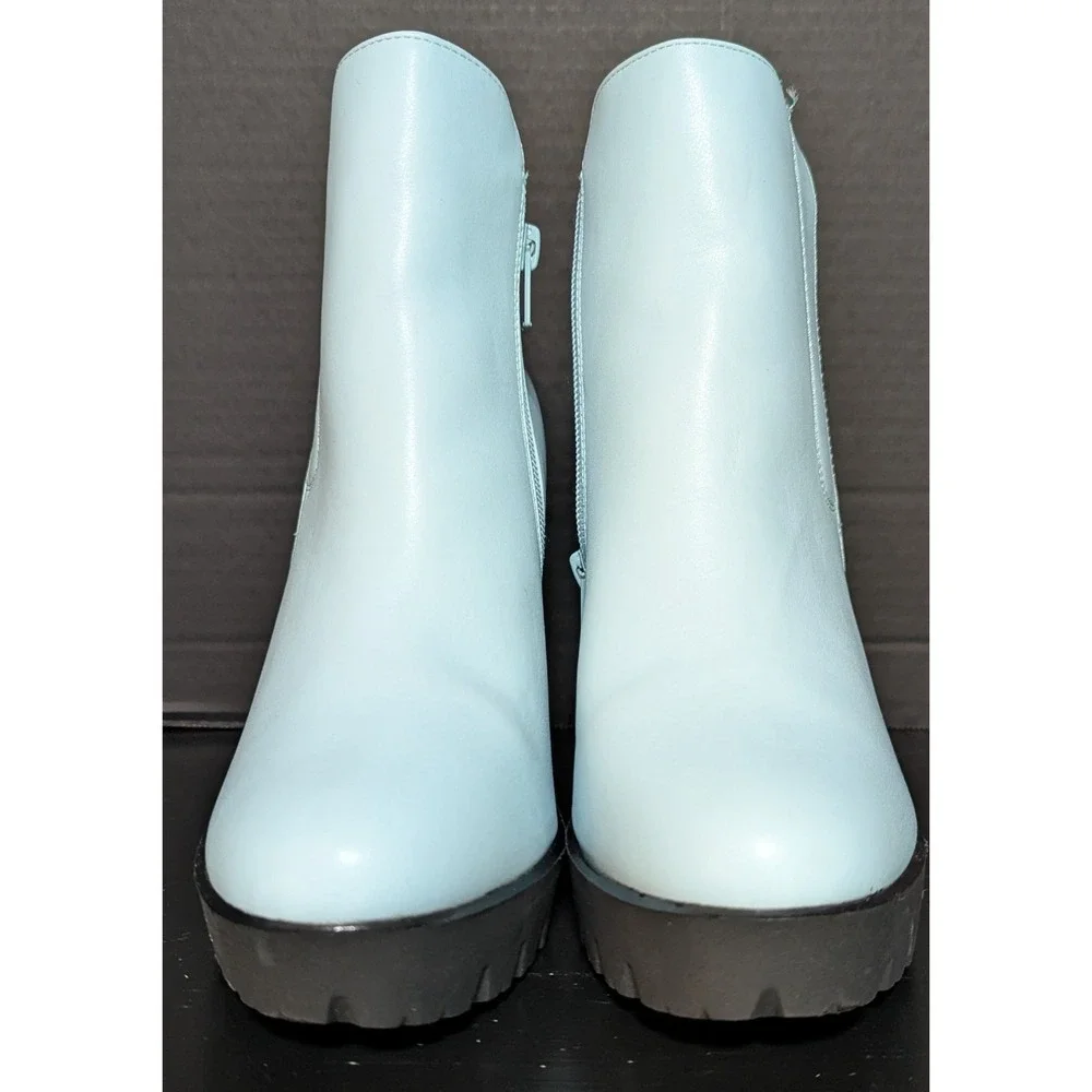 Allegra‎ K Platform Ankle Boots Size 9 Sky Blue Zippered Block Heel 4
